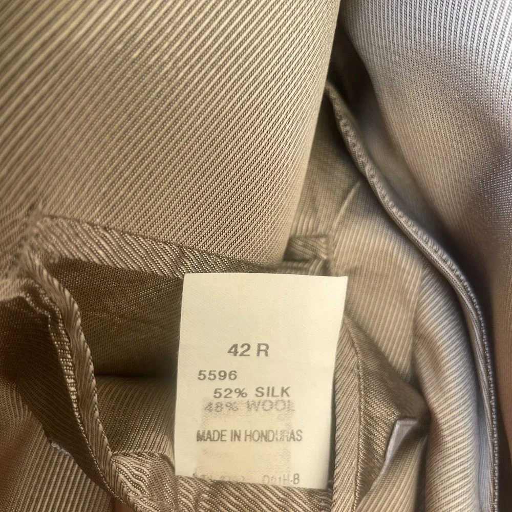 Oscar De La Renta Wool Silk Suit Jacket Blazer Mens Size 42R Brown Houndstooth